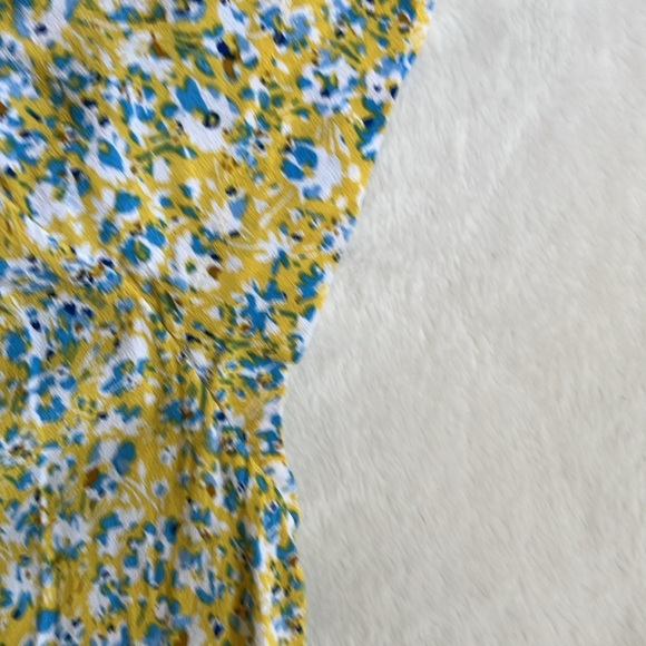Gerard Darel Paris Floral Peasant Blouse Yellow Blue Print Size 10 - Picture 11 of 16